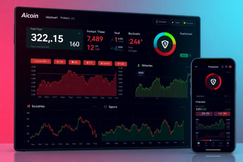AICoin real-time market dashboard illustrating live crypto trading charts, data, and security features, emphasizing insights and technology.