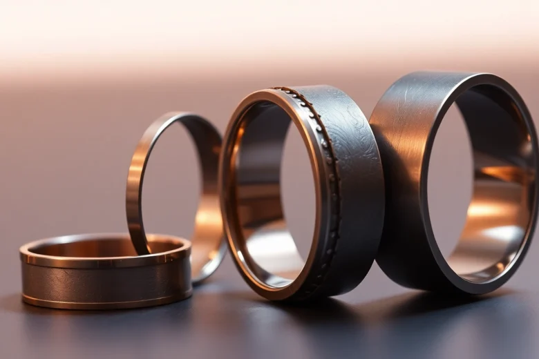 This https://ax88c.com/ jewelry showcase with copper and titanium rings highlighting craftsmanship and premium quality in a sleek, modern style.
