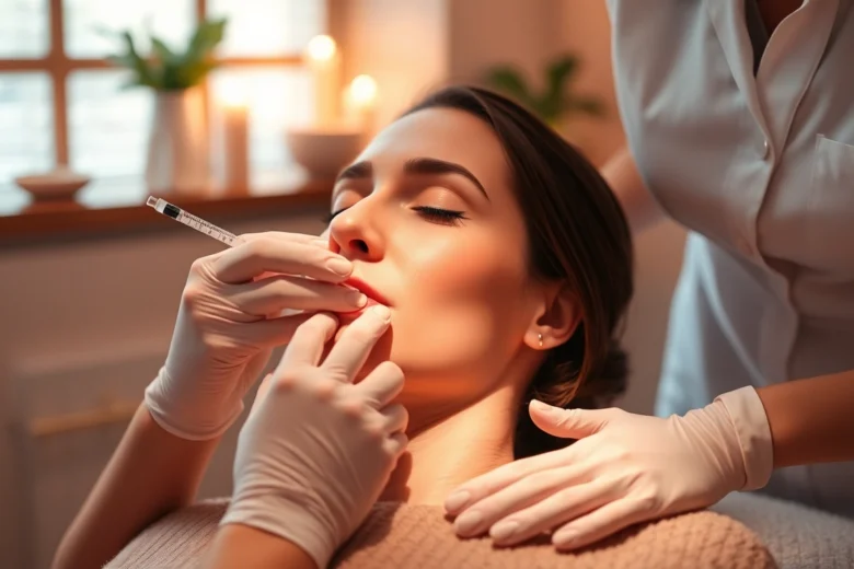 Botox Behandlung procedure showcasing a professional injecting a patient in a tranquil spa environment.