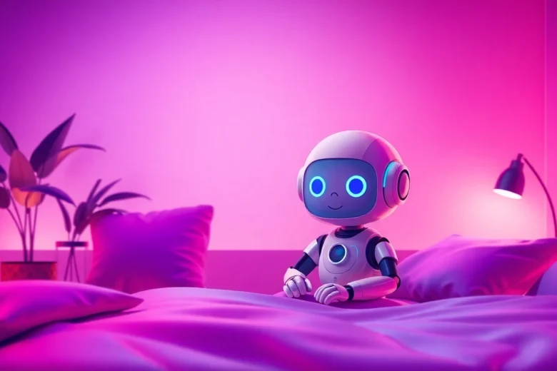 Illustration of an intimate AI chat interface with a chatbot character.