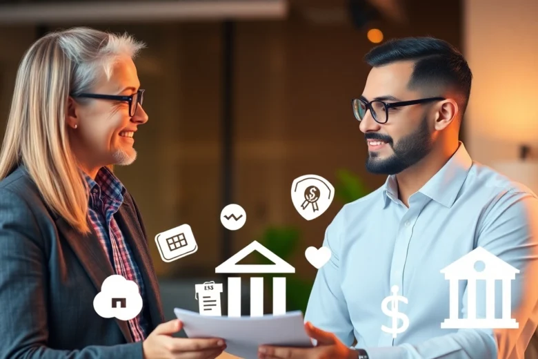 Business loan lender helping a small business owner, emphasizing trust and financial guidance for growth.