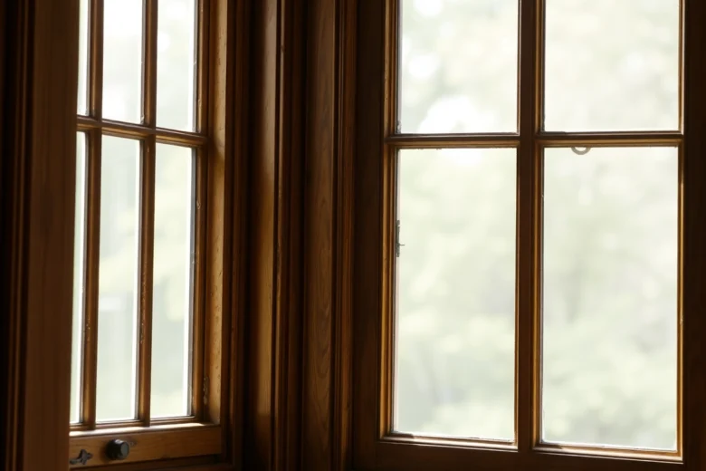 Victorian sash windows opening to reveal classic wooden frames with detailed craftsmanship, enhancing historical charm.