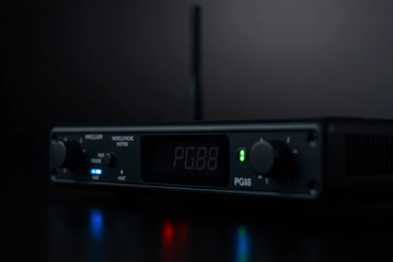 High-quality image of the PG88 wireless microphone receiver showcasing signal lights and design features for professional audio setups