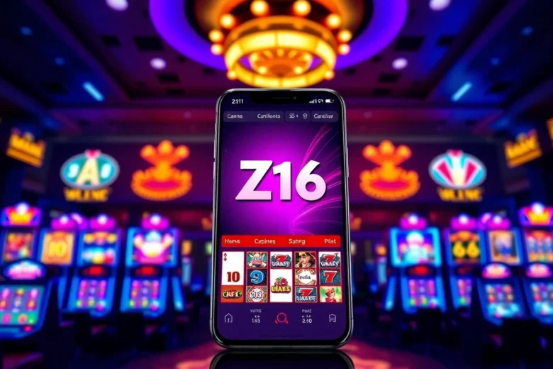Z16vip online casino platform showing secure interface with slot machines and game graphics for