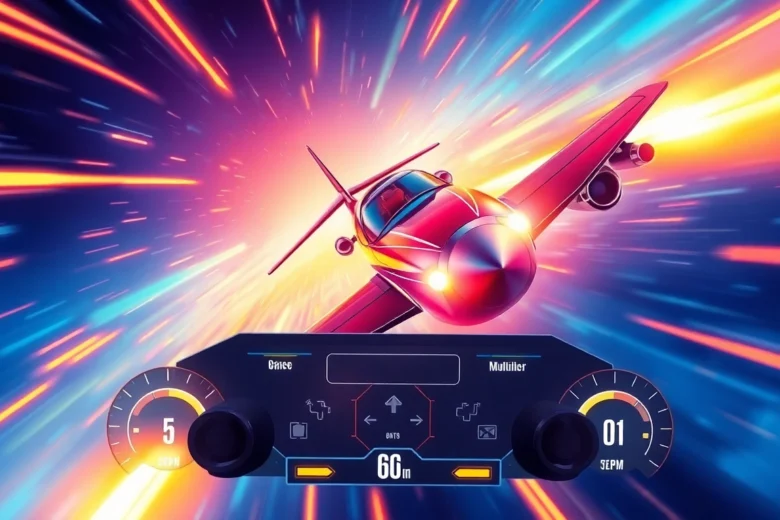 Aviator game showcasing an animated aircraft soaring amidst colorful multipliers and fast-paced gameplay, emphasizing skill and excitement for players.