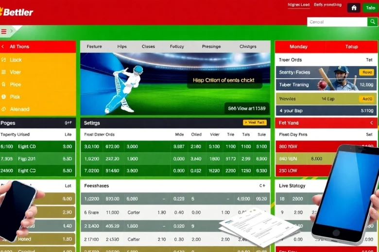 Reddybook online sportsbook platform with live cricket betting, highlighting user interaction and modern UI.