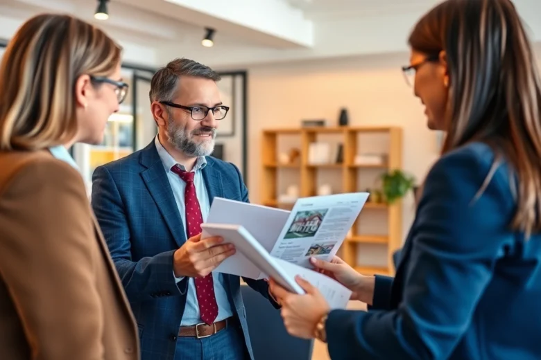 Professioneller Immobilienmakler Grevenbroich berät Kunden bei Immobilienverkauf in einem modernen Büro für hochwertige Vermittlungsservices.