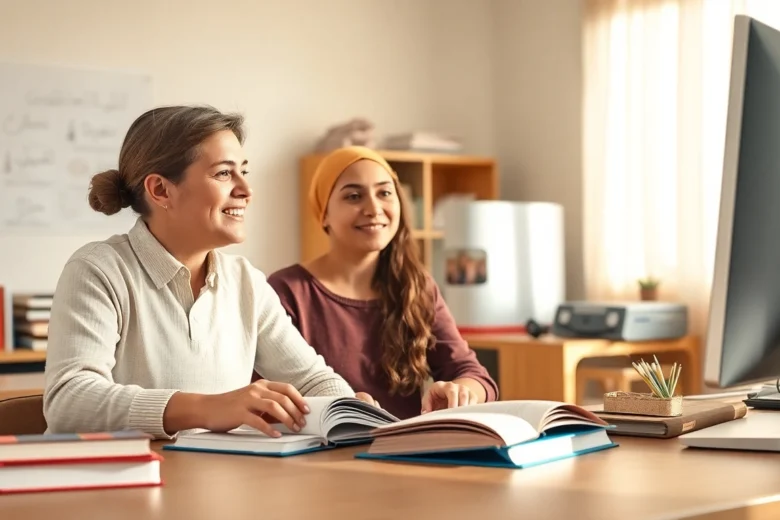 Personalized tutoring in Dbaye focusing on student success with dedicated tutor guiding in a bright, welcoming setting.