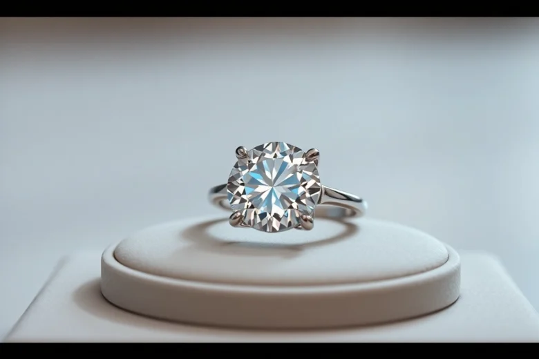 Elegant jewelry showcase featuring a woman wearing a fine ziedai su laboratoriniais deimantais