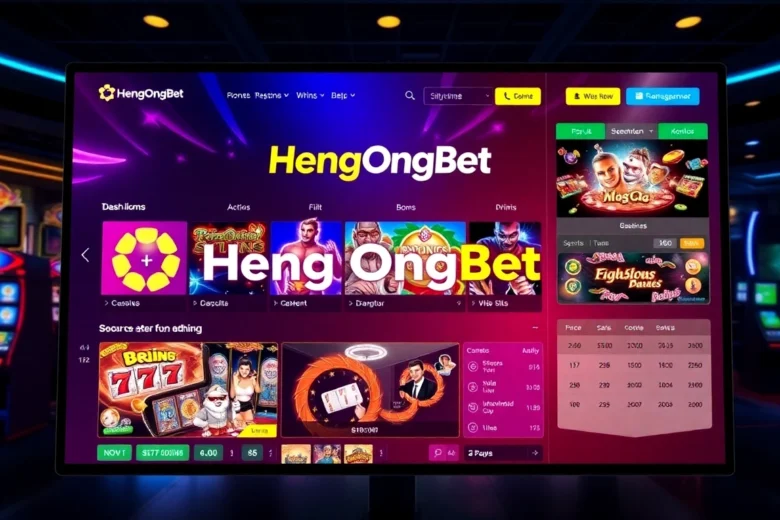 HengOngBet online casino platform in action with colorful games and secure login process,