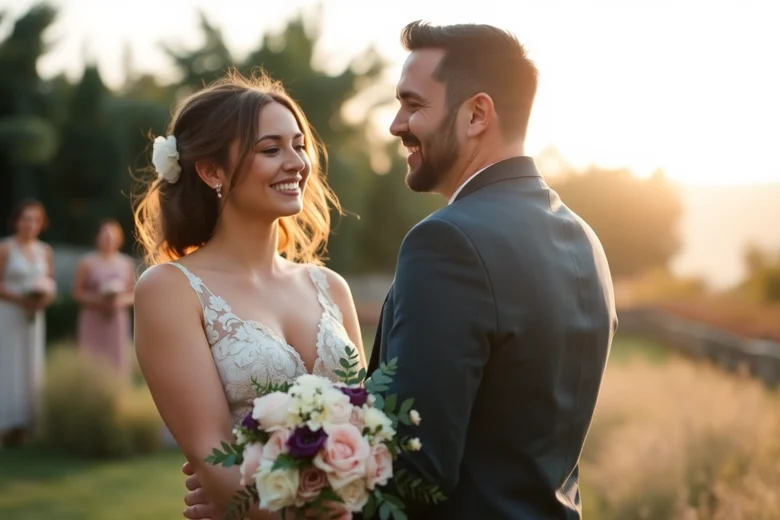 Professional photographer capturing natural eskuvoi fotozas moments at an outdoor wedding